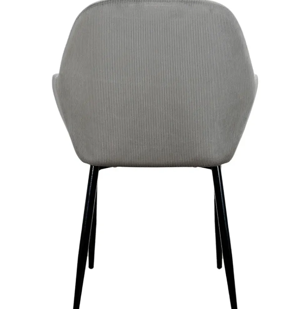Chaise avec accoudoirs en velours côtelé gris - Julia