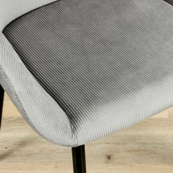 Chaise avec accoudoirs en velours côtelé gris - Julia