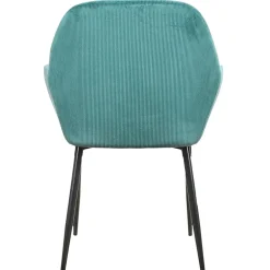Chaise avec accoudoirs en velours côtelé bleu canard - Julia