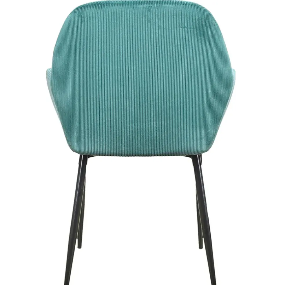 Chaise avec accoudoirs en velours côtelé bleu canard - Julia