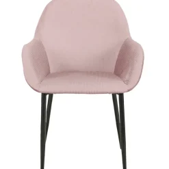 Chaise avec accoudoirs en velours côtelé rose - Julia