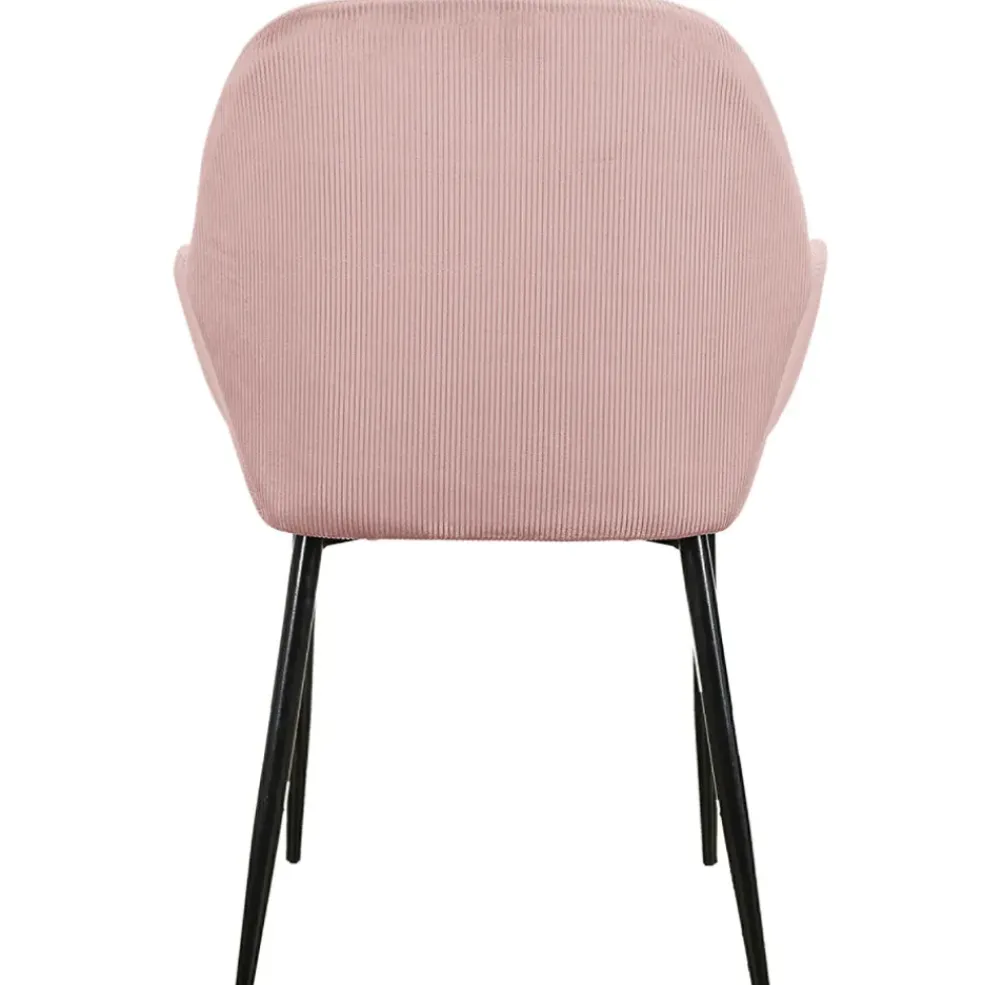 Chaise avec accoudoirs en velours côtelé rose - Julia