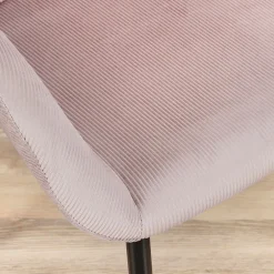 Chaise avec accoudoirs en velours côtelé rose - Julia