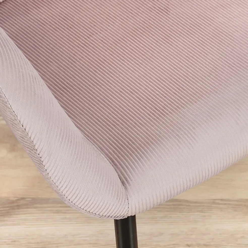 Chaise avec accoudoirs en velours côtelé rose - Julia