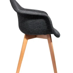 Chaise avec accoudoirs en tissu grosse maille noir - Scarlett