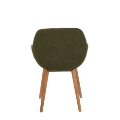 Chaise avec accoudoirs en tissu bouclette kaki - Altea