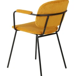 Chaise avec accoudoirs en velours côtelé curry - Aston