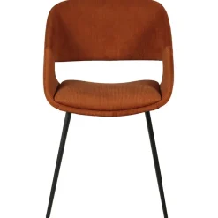 Chaise avec accoudoirs en velours côtelé cognac - Alma