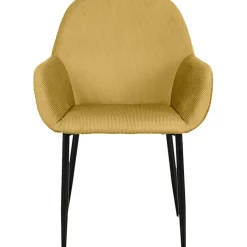 Chaise avec accoudoirs en velours côtelé moutarde - Julia