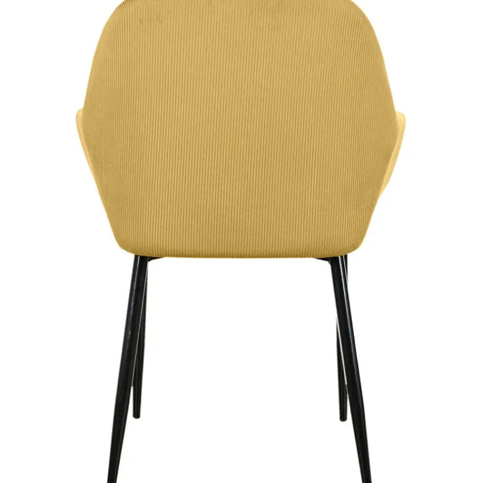 Chaise avec accoudoirs en velours côtelé moutarde - Julia