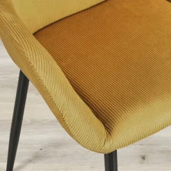 Chaise avec accoudoirs en velours côtelé moutarde - Julia