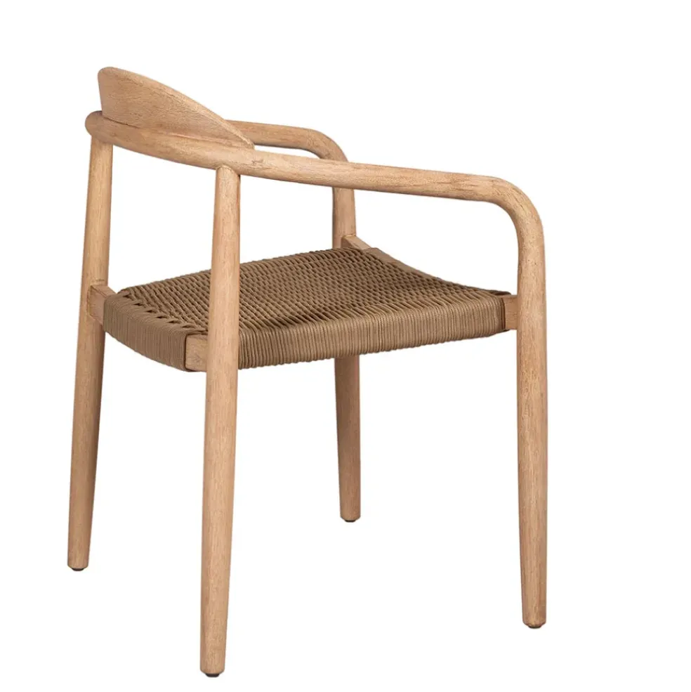Chaise avec accoudoirs en bois d'eucalyptus sable - Anam