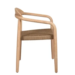 Chaise avec accoudoirs en bois d'eucalyptus sable - Anam