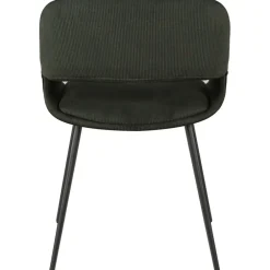 Chaise avec accoudoirs en velours côtelé vert foncé - Alma