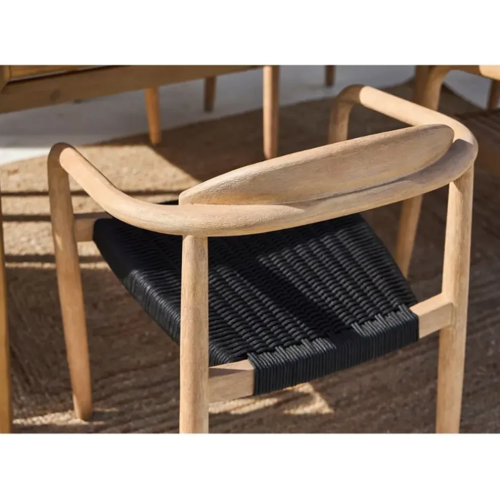 Chaise avec accoudoirs en bois d' eucalyptus noir - Anam