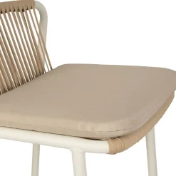 Chaise de bar d'extérieur avec coussin en tissu beige et blanc h97cm - Ajay