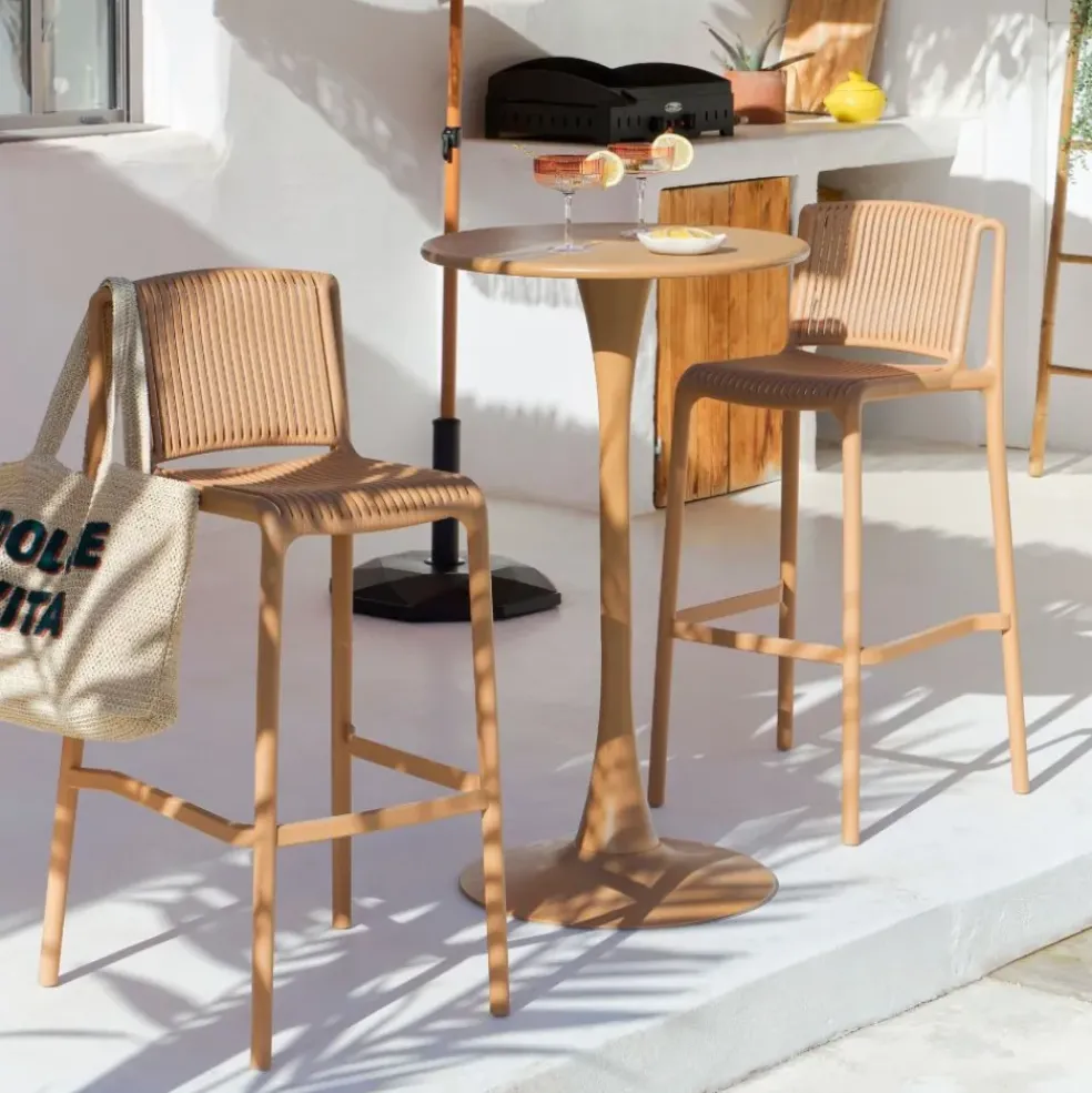 Chaise de bar d'extérieur beige - Lumi