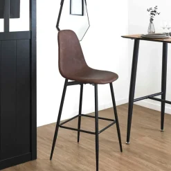Chaise de bar effet cuir marron H70cm - Amber
