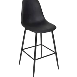 Chaise de bar effet cuir noir H70cm - Amber