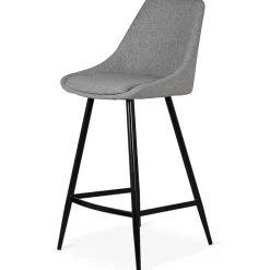 Chaise de bar en tissu gris clair h67cm - Ben