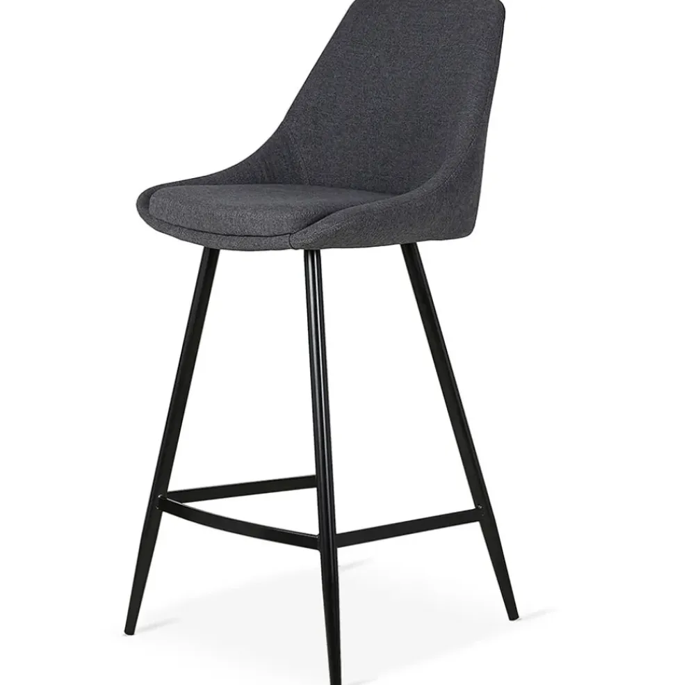 Chaise de bar en tissu gris foncé h67cm - Ben