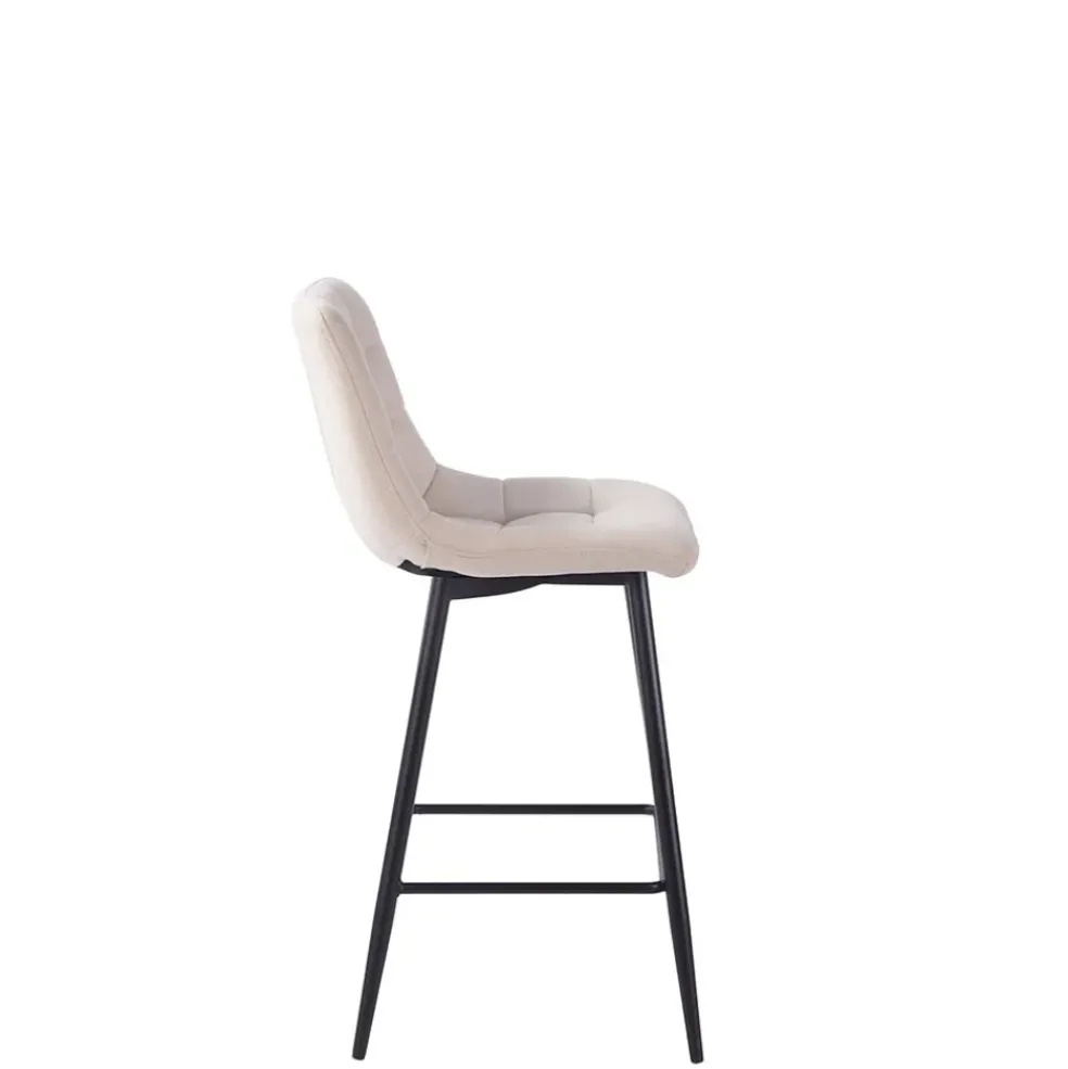 Chaise de bar en tissu matelassé blanc ivoire - Lilly