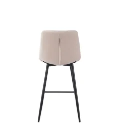 Chaise de bar en tissu matelassé blanc ivoire - Lilly