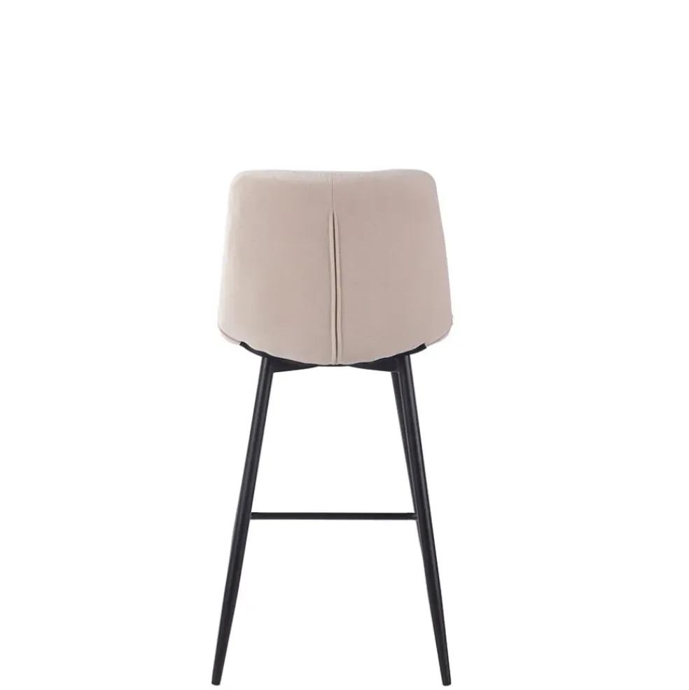 Chaise de bar en tissu matelassé blanc ivoire - Lilly