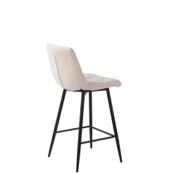 Chaise de bar en tissu matelassé blanc ivoire - Lilly