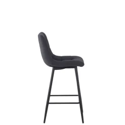 Chaise de bar en tissu matelassé antracithe - Lilly