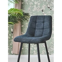 Chaise de bar en tissu matelassé antracithe - Lilly
