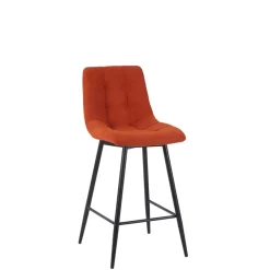 Chaise de bar en tissu matelassé terracotta - Lilly