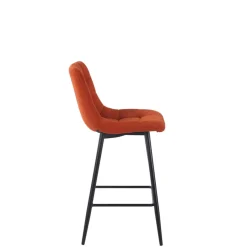 Chaise de bar en tissu matelassé terracotta - Lilly