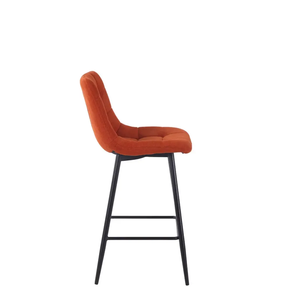 Chaise de bar en tissu matelassé terracotta - Lilly