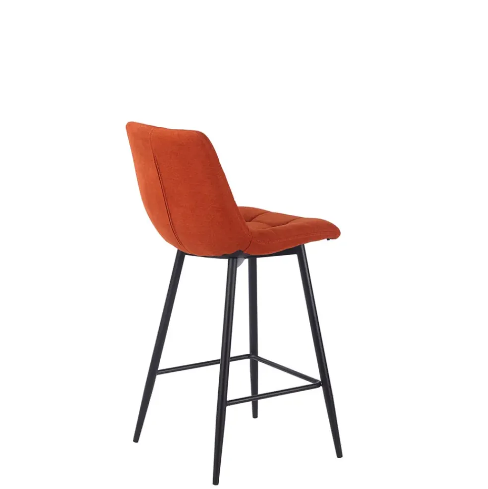 Chaise de bar en tissu matelassé terracotta - Lilly