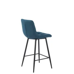 Chaise de bar en tissu matelassé bleu pétrole - Lilly