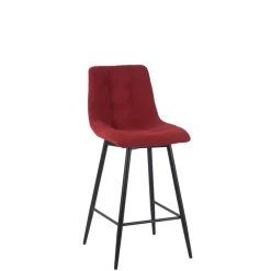 Chaise de bar en tissu matelassé cerise - Lilly