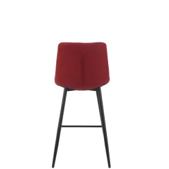 Chaise de bar en tissu matelassé cerise - Lilly