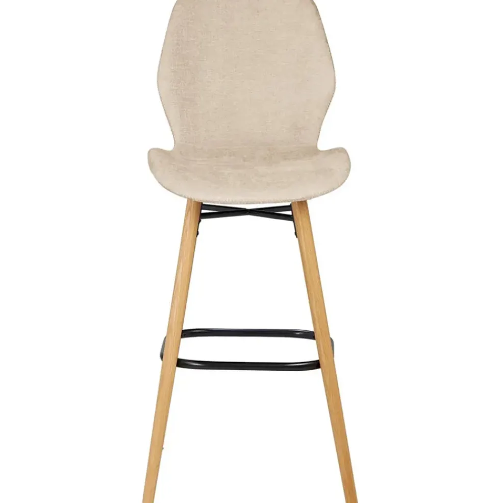 Chaise de bar en tissu soft touch sable h65cm - Keri