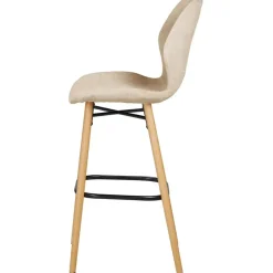 Chaise de bar en tissu soft touch sable h65cm - Keri