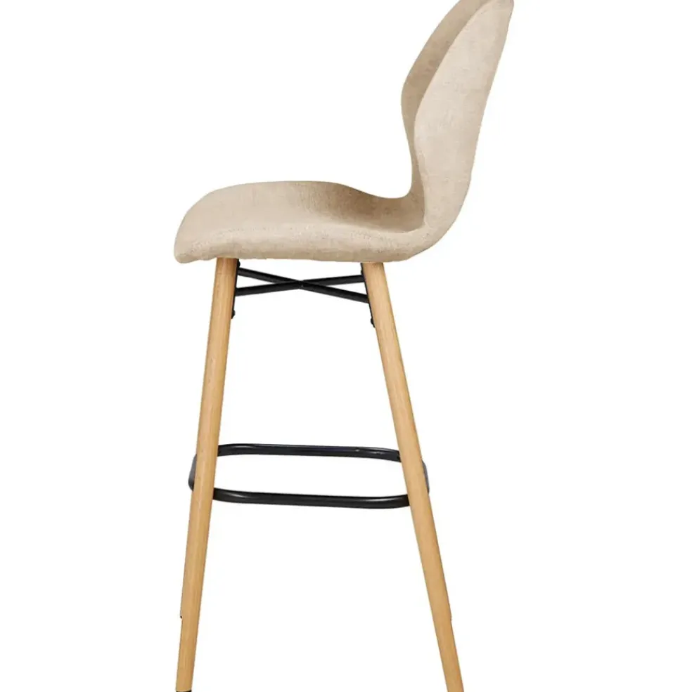 Chaise de bar en tissu soft touch sable h65cm - Keri