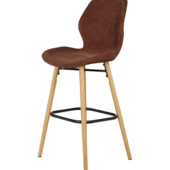 Chaise de bar en tissu soft touch acajou h65cm - Keri