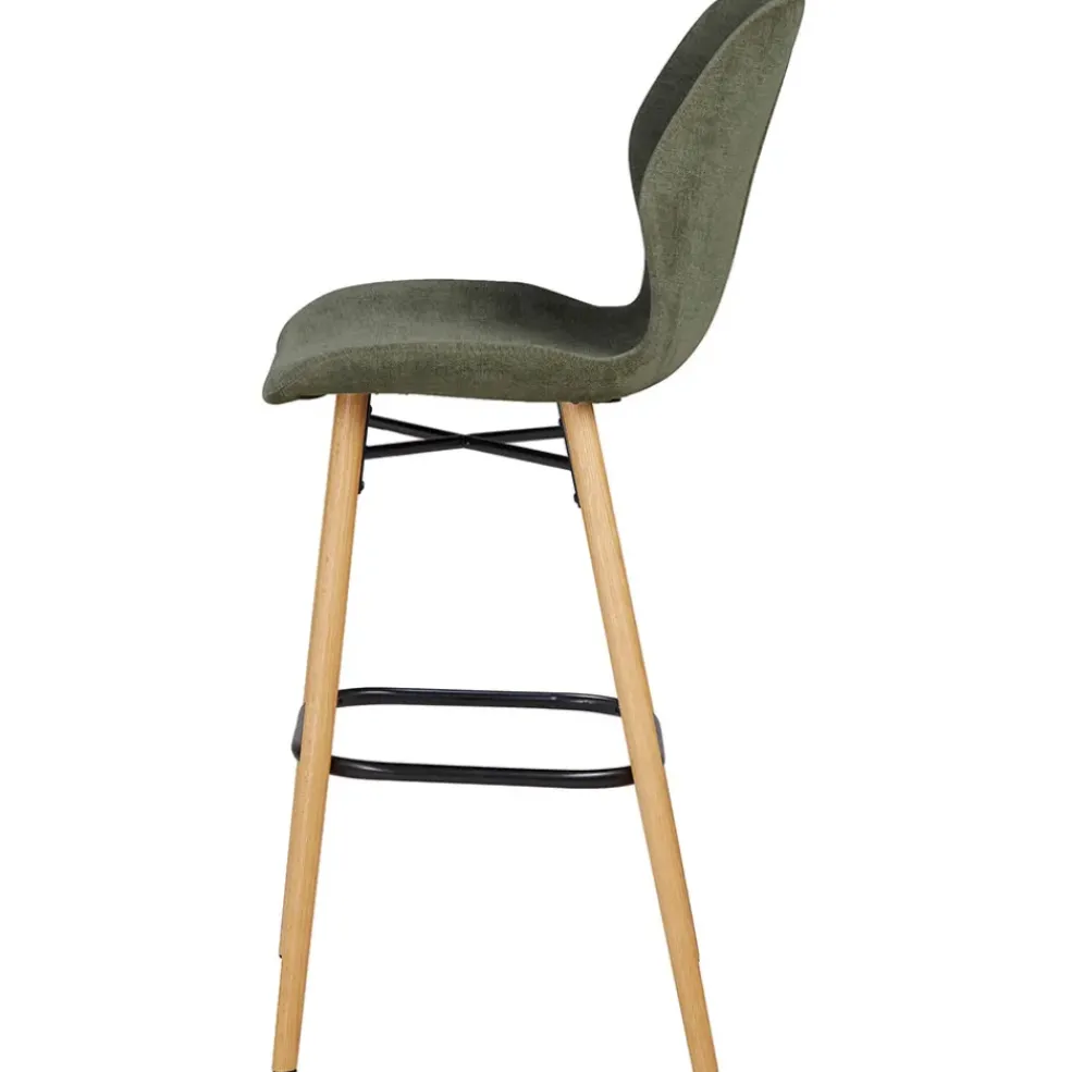Chaise de bar en tissu soft touch vert bouteille h65cm - Keri