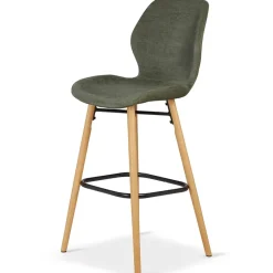 Chaise de bar en tissu soft touch vert bouteille h65cm - Keri
