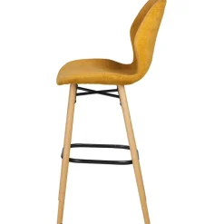 Chaise de bar en tissu soft touch moutarde h65cm - Keri