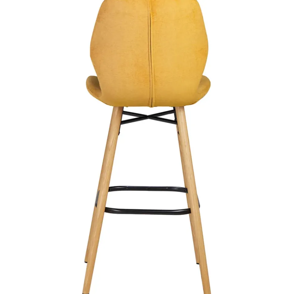 Chaise de bar en tissu soft touch moutarde h65cm - Keri