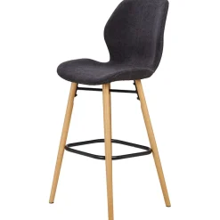 Chaise de bar en tissu soft touch noir h65cm - Keri