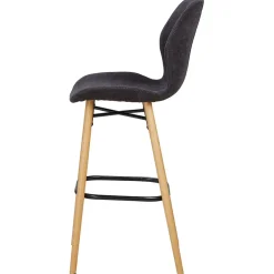 Chaise de bar en tissu soft touch noir h65cm - Keri