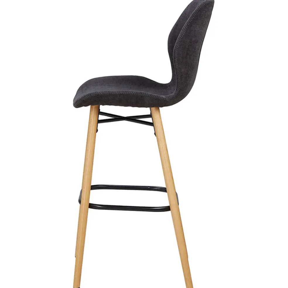 Chaise de bar en tissu soft touch noir h65cm - Keri