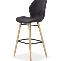Chaise de bar en tissu soft touch noir h65cm - Keri